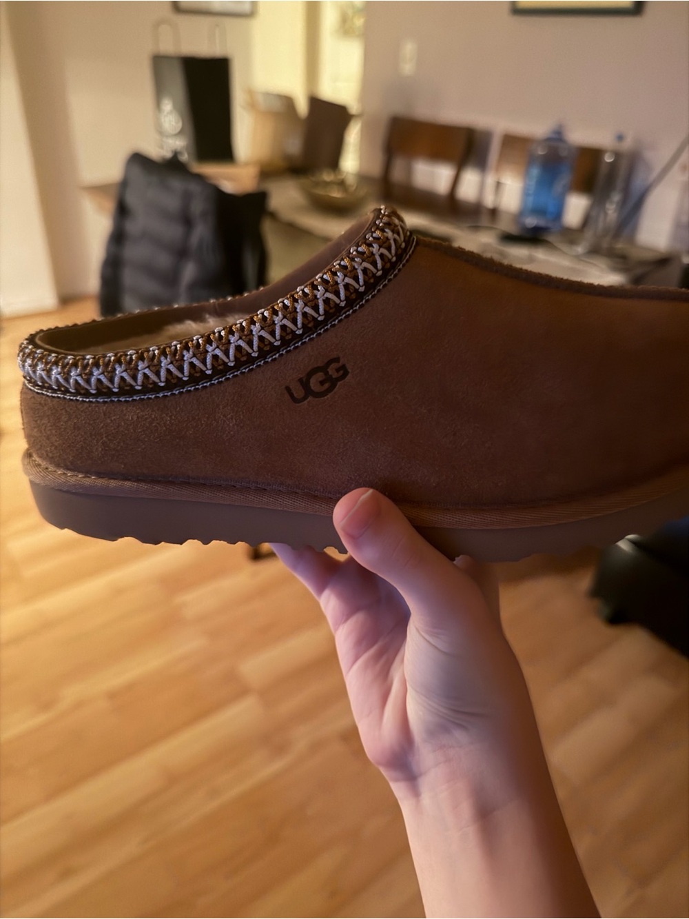 UGG Kids Tasman Brown Suede Slip-On Mule